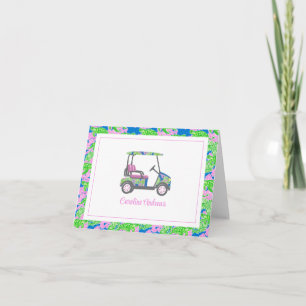 Tarjeta De Agradecimiento Carro de golf Preppy Turtles Palm Beach Personaliz