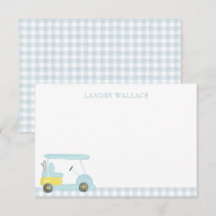 Carro de golf Preppy Watercolor Blue Gingham