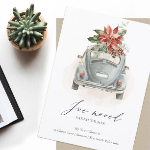 Tarjeta De Agradecimiento Carro de Navidades Florales de Poinsettia que he m