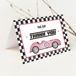 Tarjeta De Agradecimiento Carro rosado dos fiesta de cumpleaños de Chica ráp