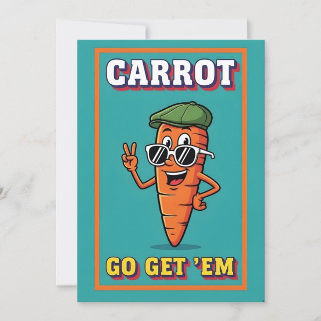 Tarjeta De Agradecimiento Carrot Go Get ’Em funny carrot pun motivational (Anverso)