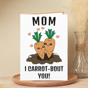 Tarjeta De Agradecimiento Carrot Pun Mom Feliz cumpleaños