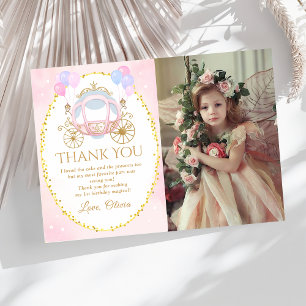 Tarjeta De Agradecimiento Carruaje de Princesa Rosa Cumpleaños Foto