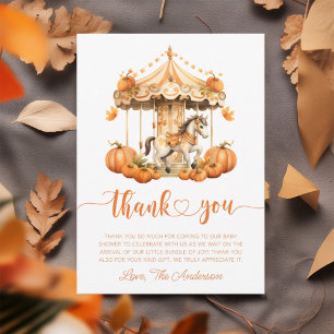 Tarjeta De Agradecimiento Carrusel Rustic Fall la pequeña calabaza está en c