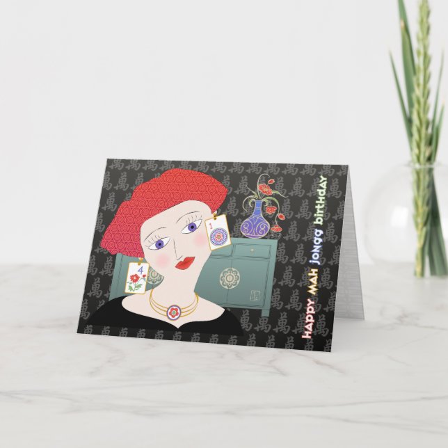 Tarjeta De Agradecimiento Carta de Mah Jongg Lady 01 (Anverso)