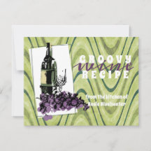 Carta de recetas gastronómicas de uvas de vino ret