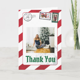 Tarjeta De Agradecimiento Carta de Santa Claus Postmark foto reno del Polo N