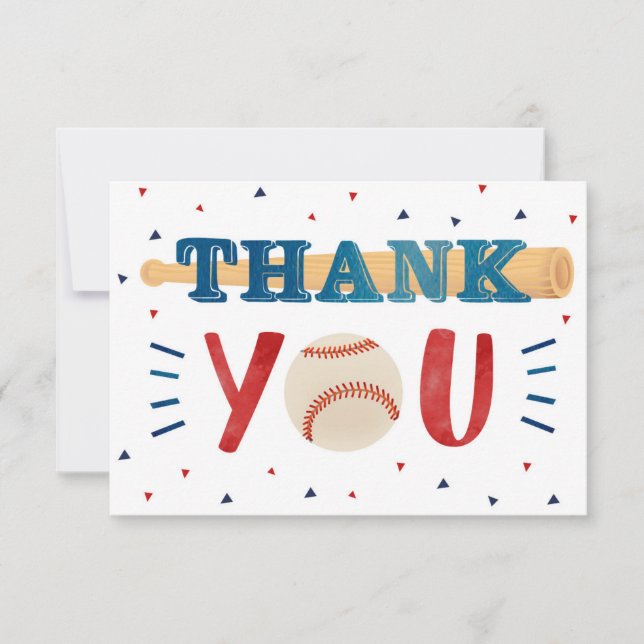 Tarjeta De Agradecimiento Cartas de cumpleaños con temas de béisbol (Anverso)