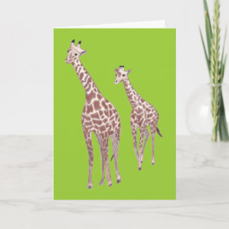Tarjeta De Agradecimiento Cartas de dibujo de las jirafas madre e hijo