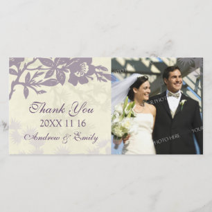 Tarjeta De Agradecimiento Cartas de fotos Boda de Purple Floral Gracias
