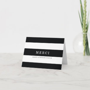 Tarjeta De Agradecimiento Cartas de Rayures Noires Modernes Merci
