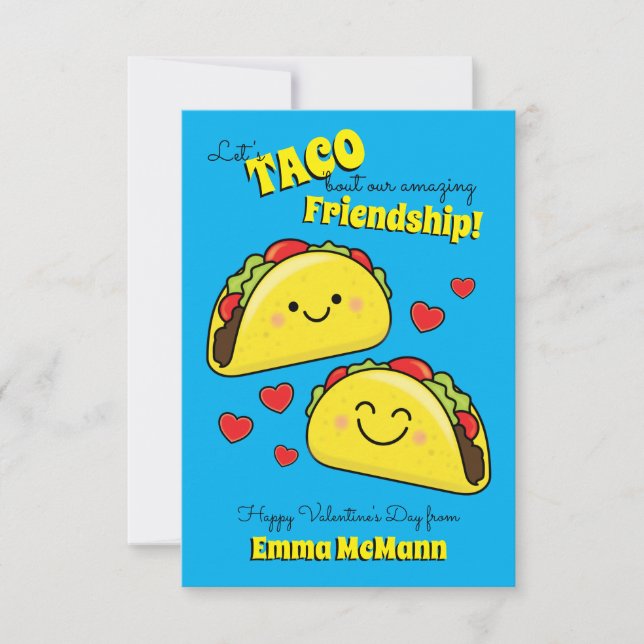 Tarjeta De Agradecimiento Cartas de San Valentín de Taco Kids Classroom (Anverso)