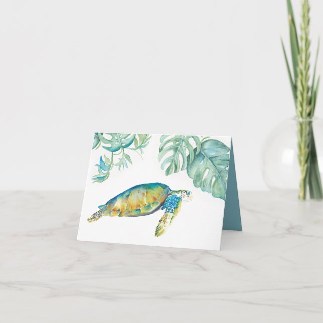 Tarjeta De Agradecimiento Cartas de tortuga en blanco dentro (Anverso)
