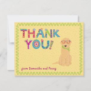 Tarjeta De Agradecimiento Cartas florales de Cute Goldendoodle