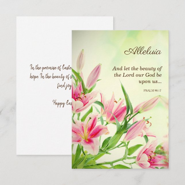 Tarjeta De Agradecimiento Cartas religiosas de Pascua - Sentimientos Aleluia (Anverso / Reverso)
