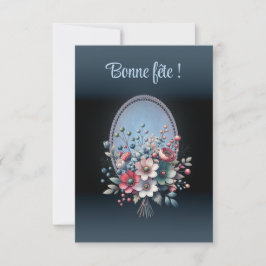 Tarjeta De Agradecimiento Carte anniversaire simple, Azur fleuri