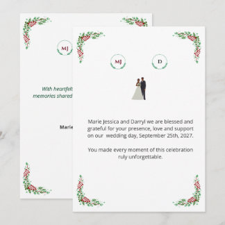 Tarjeta De Agradecimiento Carte de remerciement mariage