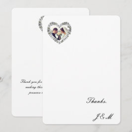 Tarjeta De Agradecimiento Carte de remerciement mariage noir et blanc coeur 