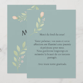 Tarjeta De Agradecimiento Carte de remerciement simple,mariage floral
