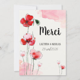 Tarjeta De Agradecimiento Carte de Remerciements "Coquelicots"