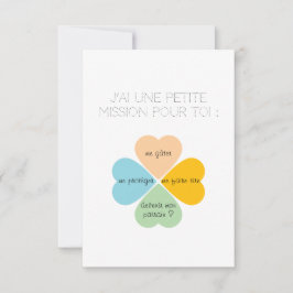 Tarjeta De Agradecimiento Carte demande de Parrain / Marraine -Trèfles cœurs