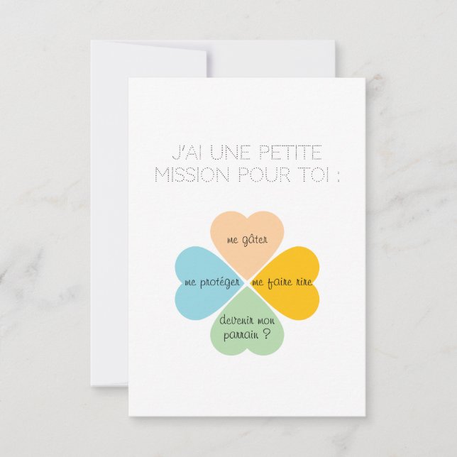 Tarjeta De Agradecimiento Carte demande de Parrain / Marraine -Trèfles cœurs (Anverso)