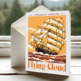 Tarjeta De Agradecimiento Cartel Antiguo del Barco Clipper Americano Flying