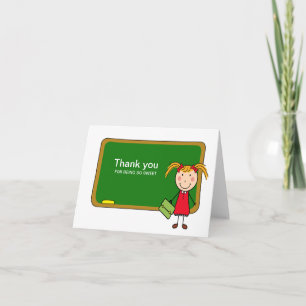 Tarjeta De Agradecimiento Cartel con Chica Gracias Notecard