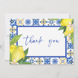 Tarjeta De Agradecimiento Cartel de Despedida de Soltera con Azulejos Azules