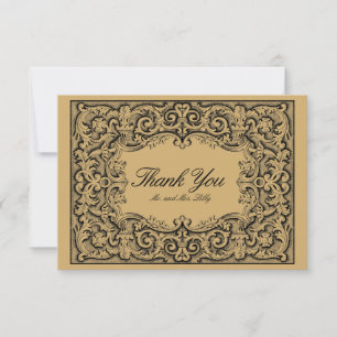 Tarjeta De Agradecimiento Cartela floral rococó de la era victoriana