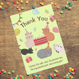 Tarjeta De Agradecimiento Cartoon Cats Birthday Party Thank You Card