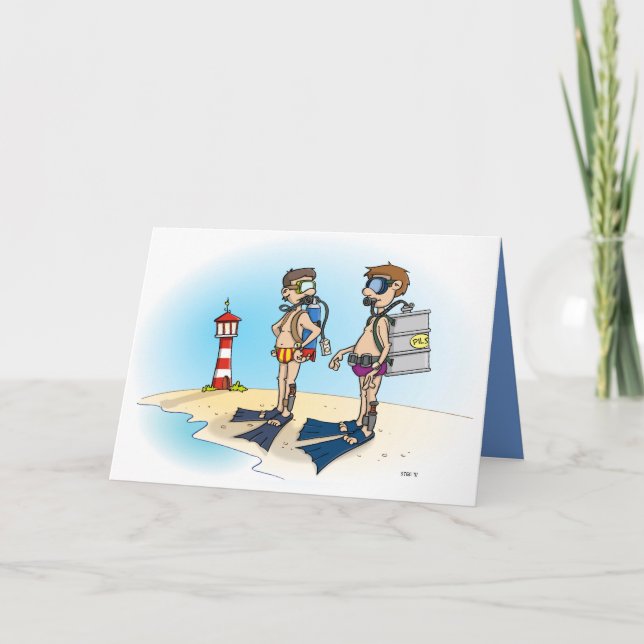 Tarjeta De Agradecimiento Cartoon; Op duikvakantie gaan. kaart (Anverso)