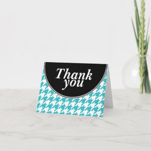 Tarjeta De Agradecimiento Cartuela de Houndstoth personalizada Turquoise