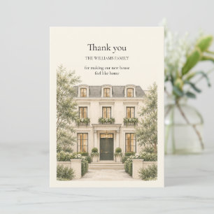 Tarjeta De Agradecimiento Casa adosada acuarela Regalo de inauguración de la