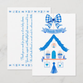 Tarjeta De Agradecimiento Casa Azul personalizada Gracias Baby Shower