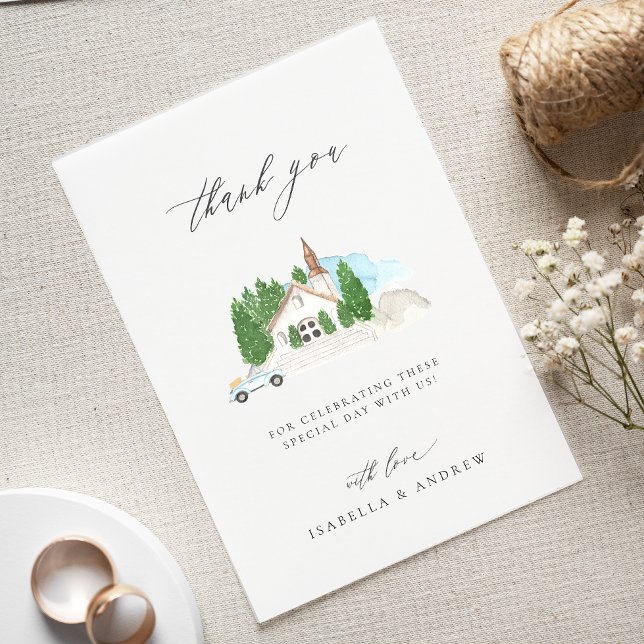 Tarjeta De Agradecimiento Casa de acuarela italiana Gracias Boda (Subido por el creador)