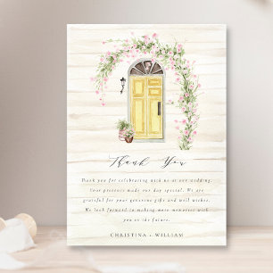 Tarjeta De Agradecimiento Casa de campo Rústica rosa Rosa Boda Beige