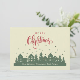 Tarjeta De Agradecimiento Casa de Navidades Retro Elegante | Realtor persona