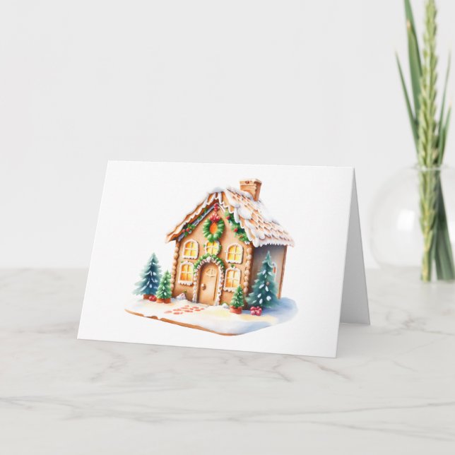 Tarjeta De Agradecimiento Casa de Pan de Jengibre de Navidad (Anverso)