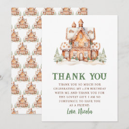Tarjeta De Agradecimiento Casa de pan de jengibre decorando fiesta de cumple