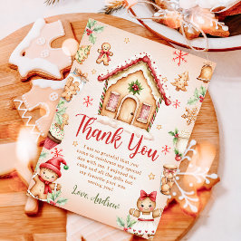 Tarjeta De Agradecimiento Casa de Pan de Jengibre Rojo Fiesta de Cumpleaños