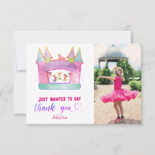 Tarjeta De Agradecimiento Casa de Rebote Salta Juega Gimnasia Cumpleaños Niñ