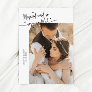 Tarjeta De Agradecimiento Casados y Agradecidos Foto de Boda Blanco