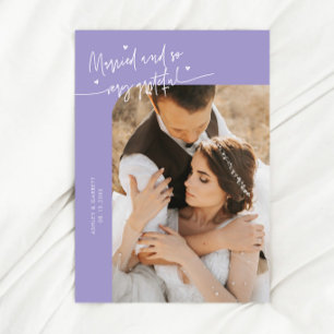 Tarjeta De Agradecimiento Casados y agradecidos Foto de boda Lila