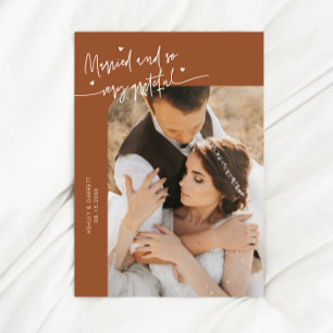 Tarjeta De Agradecimiento Casados y Agradecidos Foto de Boda Terracota