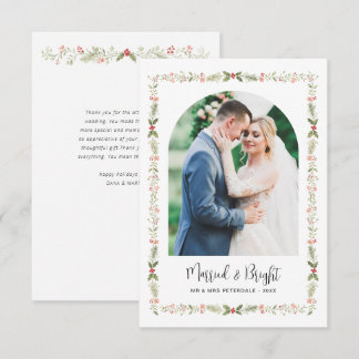 Tarjeta De Agradecimiento Casados y Brillantes Floral Primera Navidad