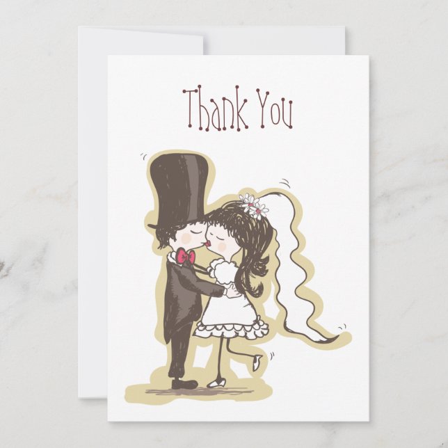 Tarjeta De Agradecimiento Casar beso (Anverso)