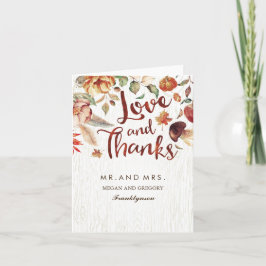 Tarjeta De Agradecimiento Casarse Agradecer Floral Otoño Boda