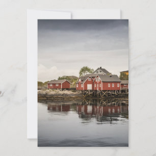 Tarjeta De Agradecimiento Casas de botes rojos en Noruega Card