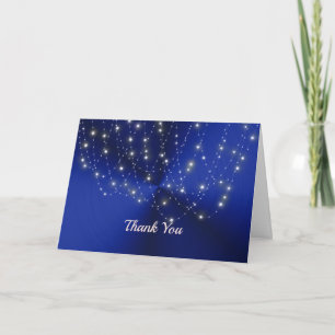 Tarjeta De Agradecimiento Cascada de Estrellas Azul Medianoche